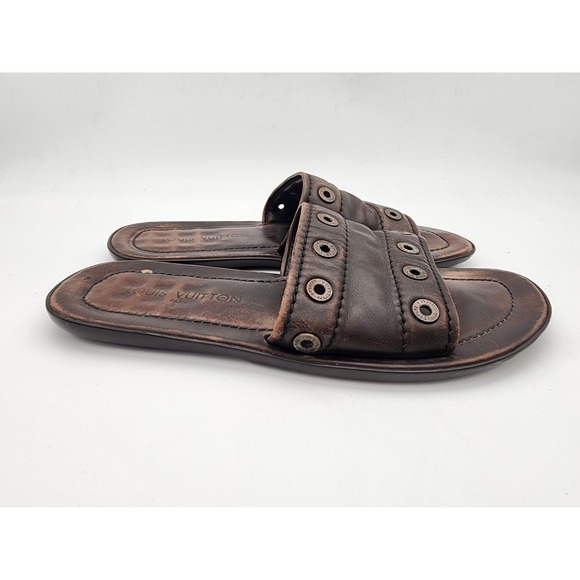 Louis Vuitton Brown Leather Studded Sandals Mens Please Read Description - Picture 6 of 8
